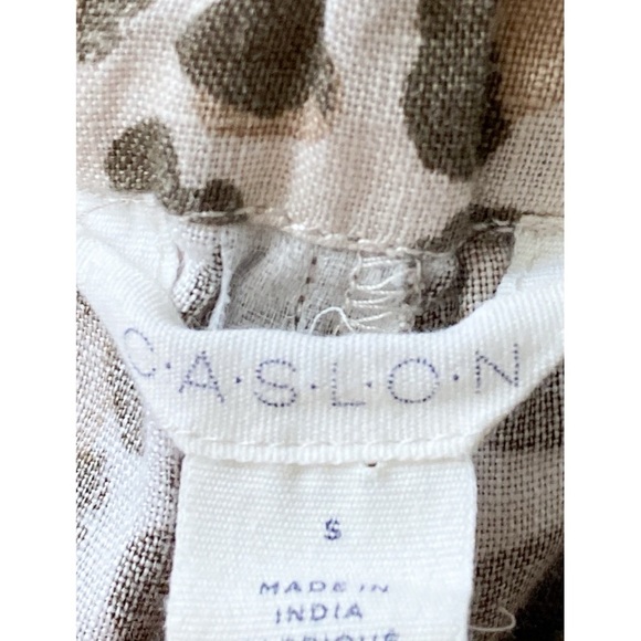 Caslon 100% Linen‎ Leopard Print Tulip Hem Pants, Beige Oyster - Size S - Picture 8 of 9